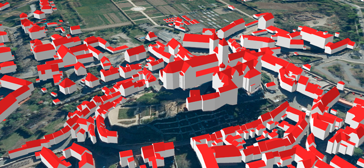 3D-Gebäudemodell: Ausschnitt zeigt Schloss Quedlinburg