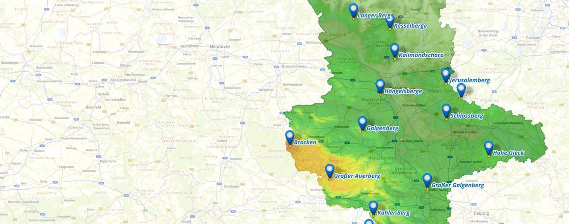 Gipfel in Sachsen-Anhalt: "Die 14 Summits" Entdecken Sie die 14 höchsten Erhebungen der Landkreise und kreisfreien Städte in Sachsen-Anhalt.