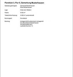 Auszug aus dem Liegenschaftskataster (beschreibender Teil) © LVermGeo ST Auszug aus dem Liegenschaftskataster (beschreibender Teil) © LVermGeo ST