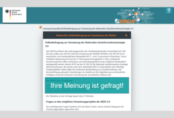 Abb. 1: Onlinebefragung zur Umsetzung der NGIS 2.0 (https://bscw.bund.de/pub/bscw.cgi/259469886, 26.01.2024) © Birgit Kohlenbach Abb. 1: Onlinebefragung zur Umsetzung der NGIS 2.0 (https://bscw.bund.de/pub/bscw.cgi/259469886, 26.01.2024)