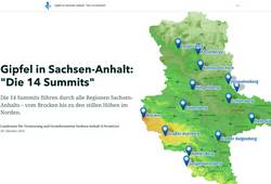 Übersichtkarte Sachsen-Anhalt mit den 14 Gipfeln