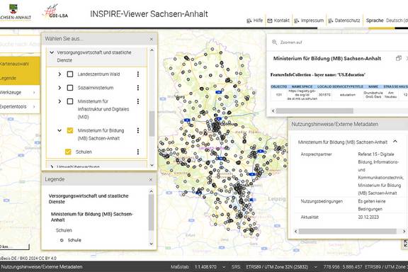 INSPIRE-Viewer Sachsen-Anhalt, Schulen