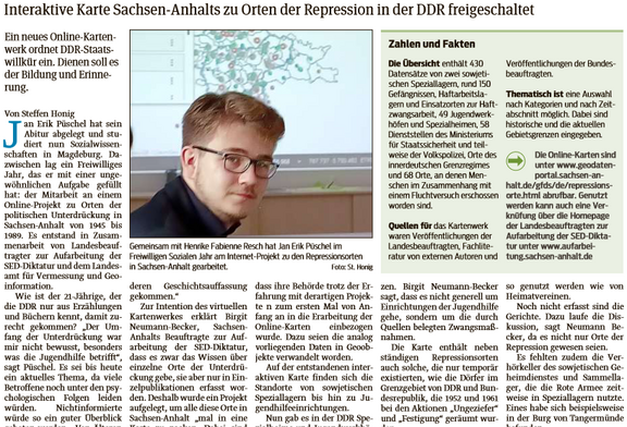 Abb. 4: Artikel zur Freischaltung der Geoanwendung (Magdeburger Volksstimme, Steffen Honig, 10.11.2021)