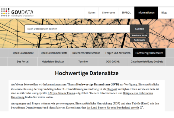 Abb. 1: GovData – Hochwertige Datensätze, (https://www.govdata.de/web/guest/hochwertige-datensaetze, 20.02.2024) Abb. 1: GovData – Hochwertige Datensätze, (https://www.govdata.de/web/guest/hochwertige-datensaetze, 20.02.2024)