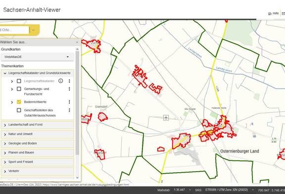 Bodenrichtwerte im Sachsen-Anhalt-Viewer