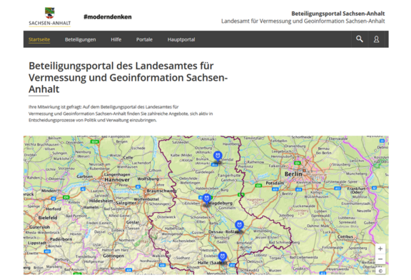 Abb. 2: Startseite Beteiligungsportal des Landesamtes für Vermessung und Geoinformation Sachsen-Anhalt (https://beteiligung.sachsen-anhalt.de/portal/LVermGeo/startseite, 06.08.2025) Abb. 2: Startseite Beteiligungsportal des Landesamtes für Vermessung und Geoinformation Sachsen-Anhalt (https://beteiligung.sachsen-anhalt.de/portal/LVermGeo/startseite, 06.08.2025)