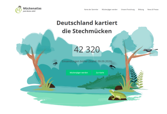 Abb. 1: Startseite Mückenatlas (https://mueckenatlas.com/, 11.09.2026) Abb. 1: Startseite Mückenatlas (https://mueckenatlas.com/, 11.09.2026)